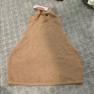 Fuzzy brown high neck top